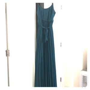 Classy long emerald green and black dress